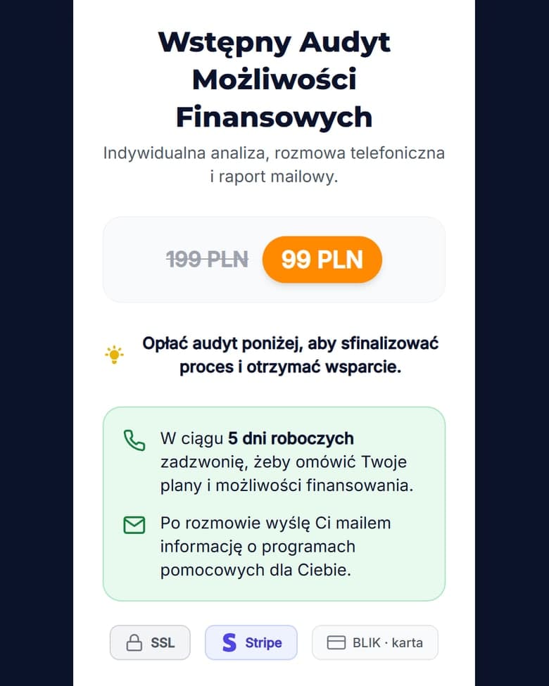 Strona Ekspert od Dotacji na telefonie: Płatności Stripe