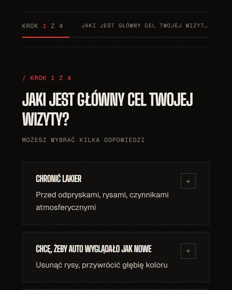 Strona KN Studio na telefonie: Konfigurator usług