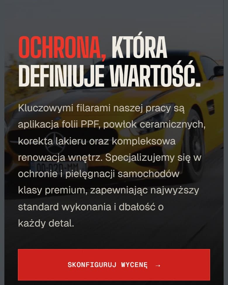 Strona KN Studio na telefonie: Ciemny, elegancki design