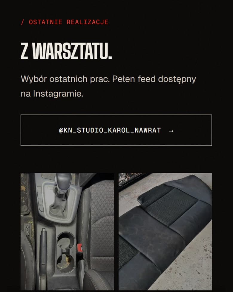Strona KN Studio na telefonie: Galeria z Instagrama