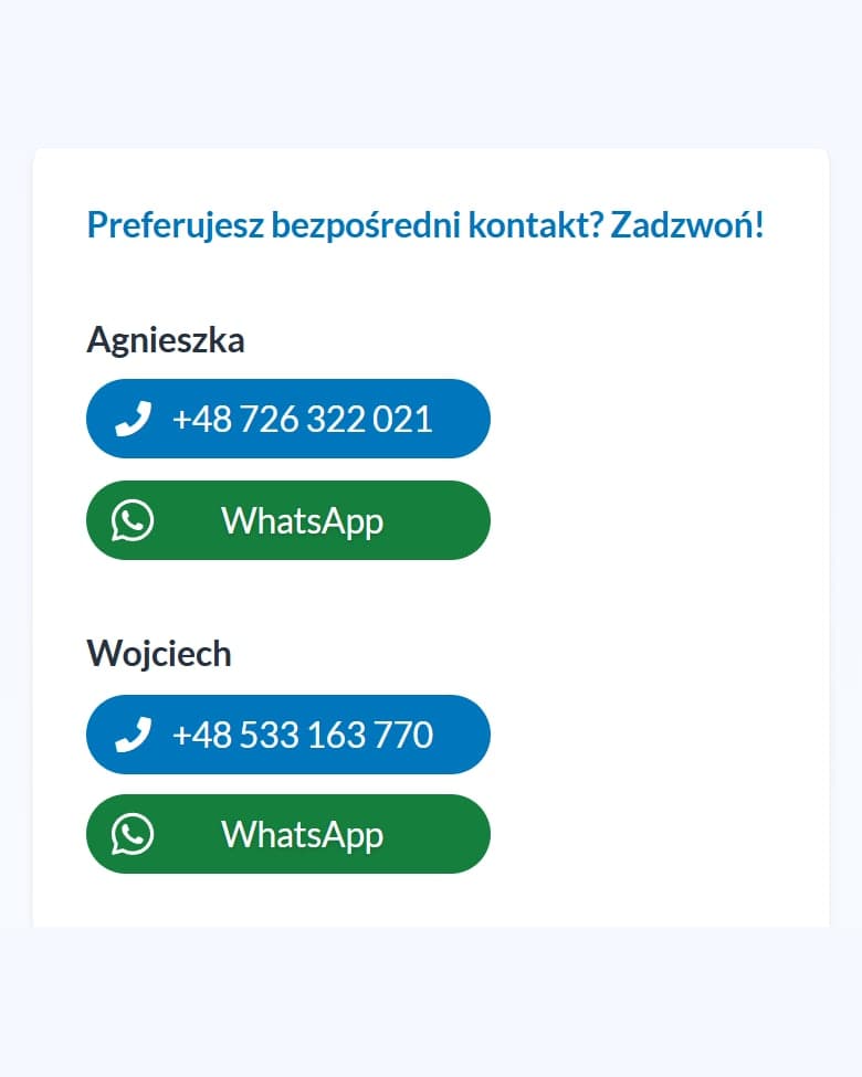 Strona Primo Dotacje na telefonie: Zadzwoń albo napisz na WhatsAppie