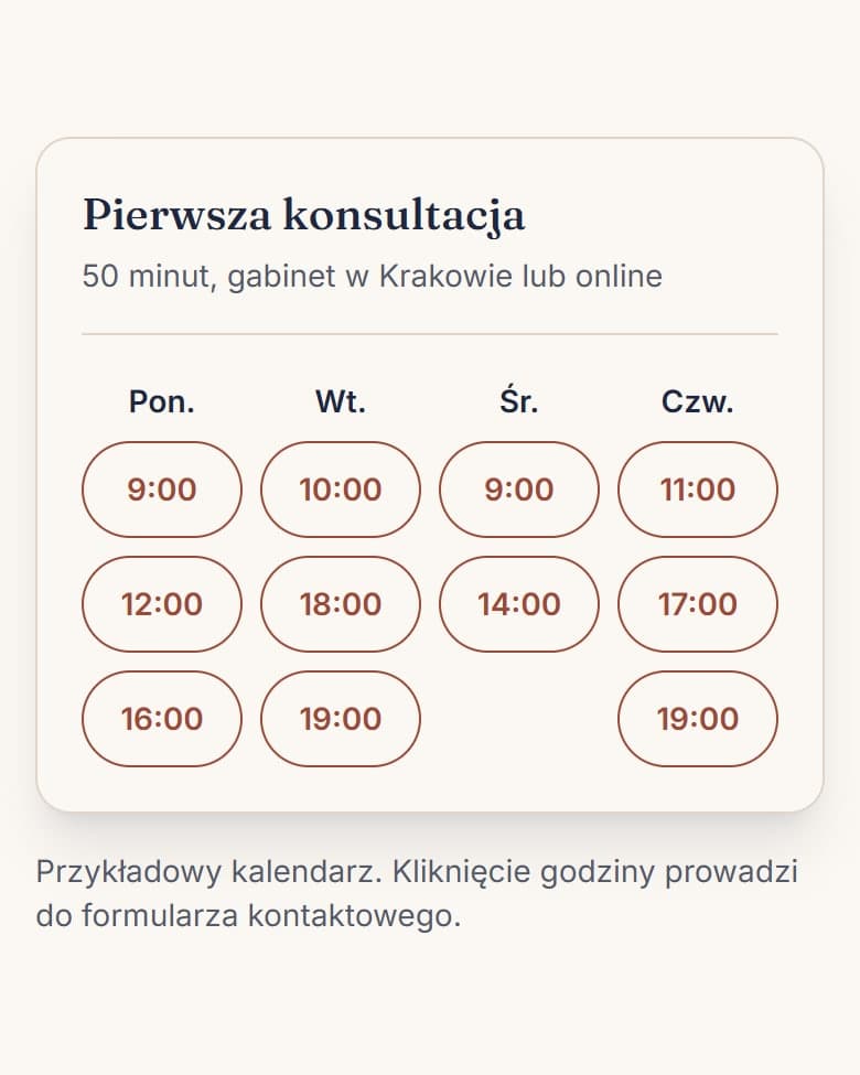Strona Widnokrąg na telefonie: Wolne terminy na stronie